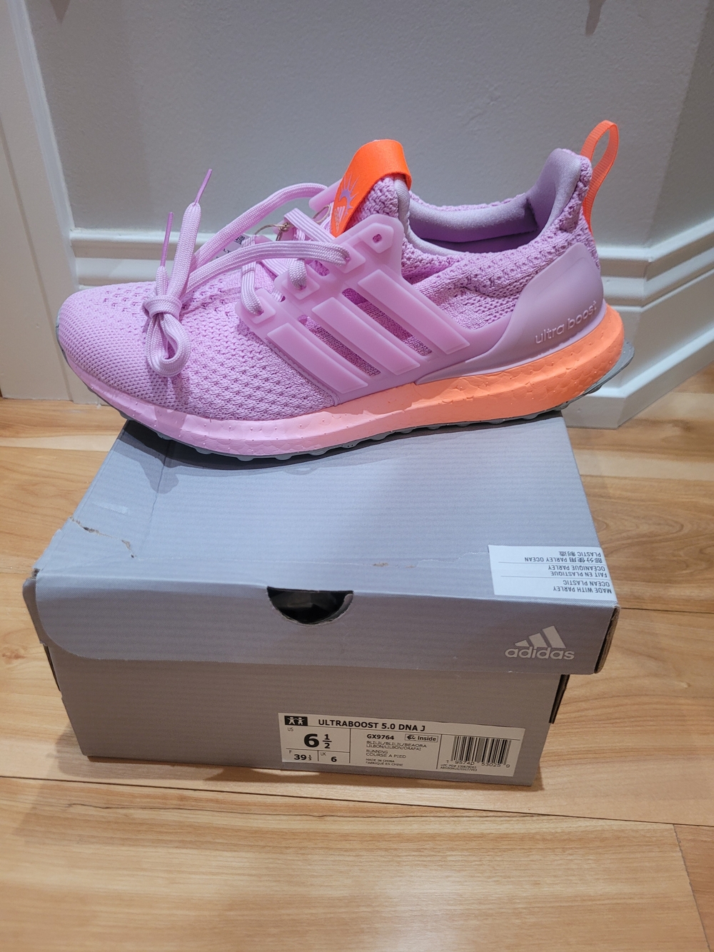 adidas Kids' Ultraboost Pink & Orange Running Shoes